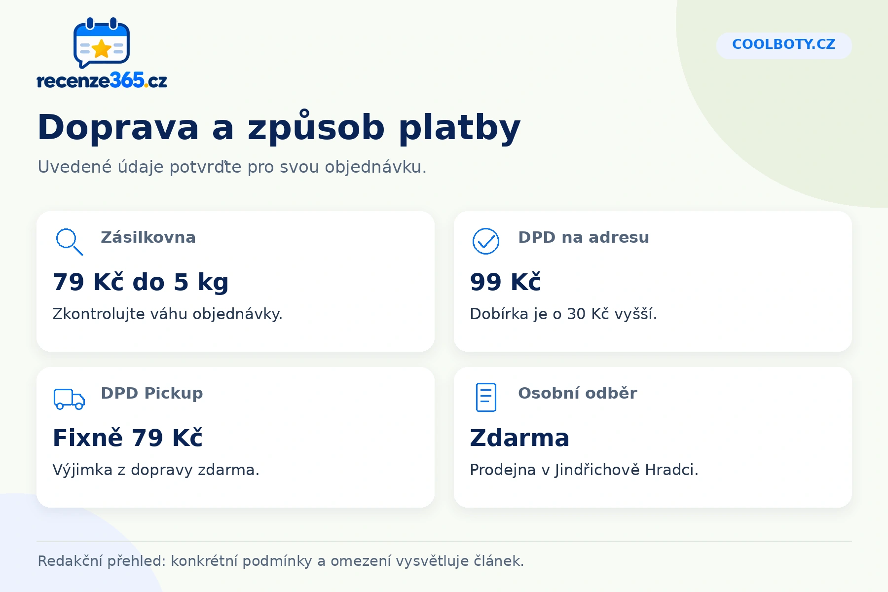CoolBoty.cz: doprava a způsob platby v přehledu čtyř praktických bodů