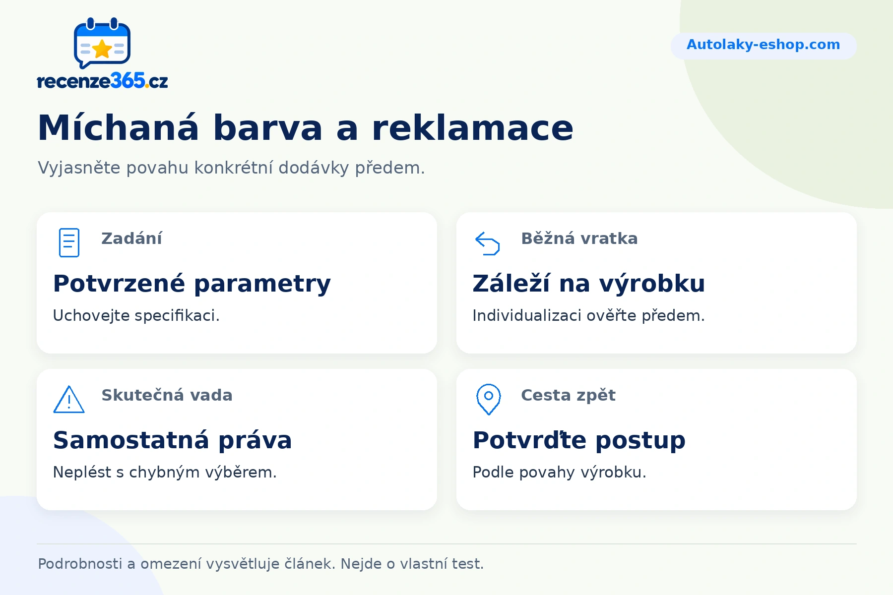 Míchaná barva a reklamace – přehled čtyř praktických bodů pro Autolaky-eshop.com