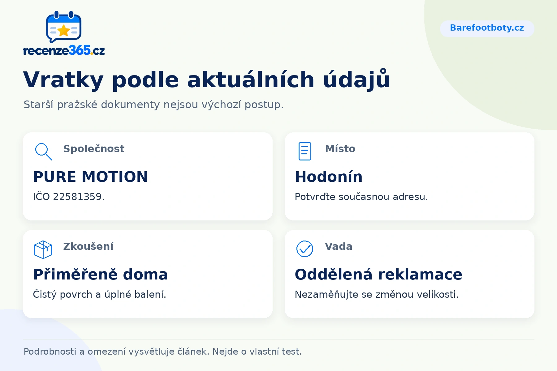Vratky podle aktuálních údajů – přehled čtyř praktických bodů pro Barefootboty.cz