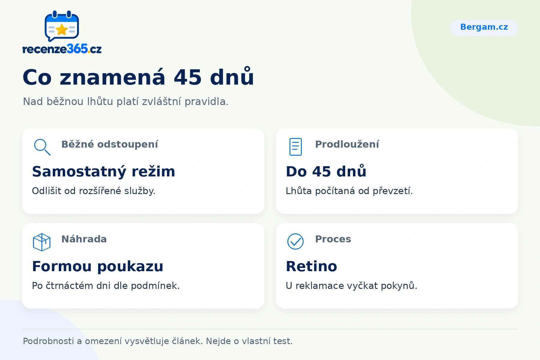 Co znamená 45 dnů – přehled čtyř praktických bodů pro Bergam.cz