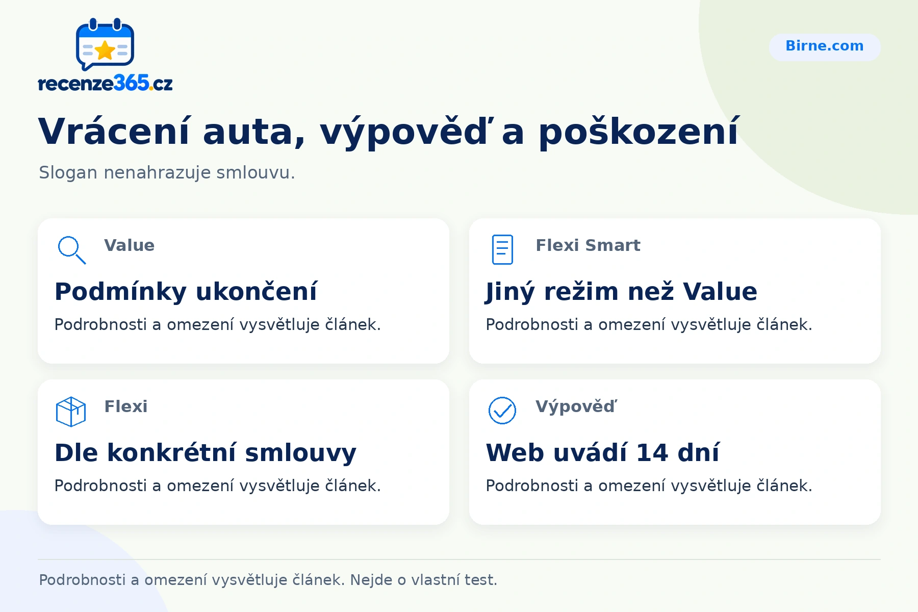 Vrácení auta, výpověď a poškození – přehled čtyř praktických bodů pro Birne.com