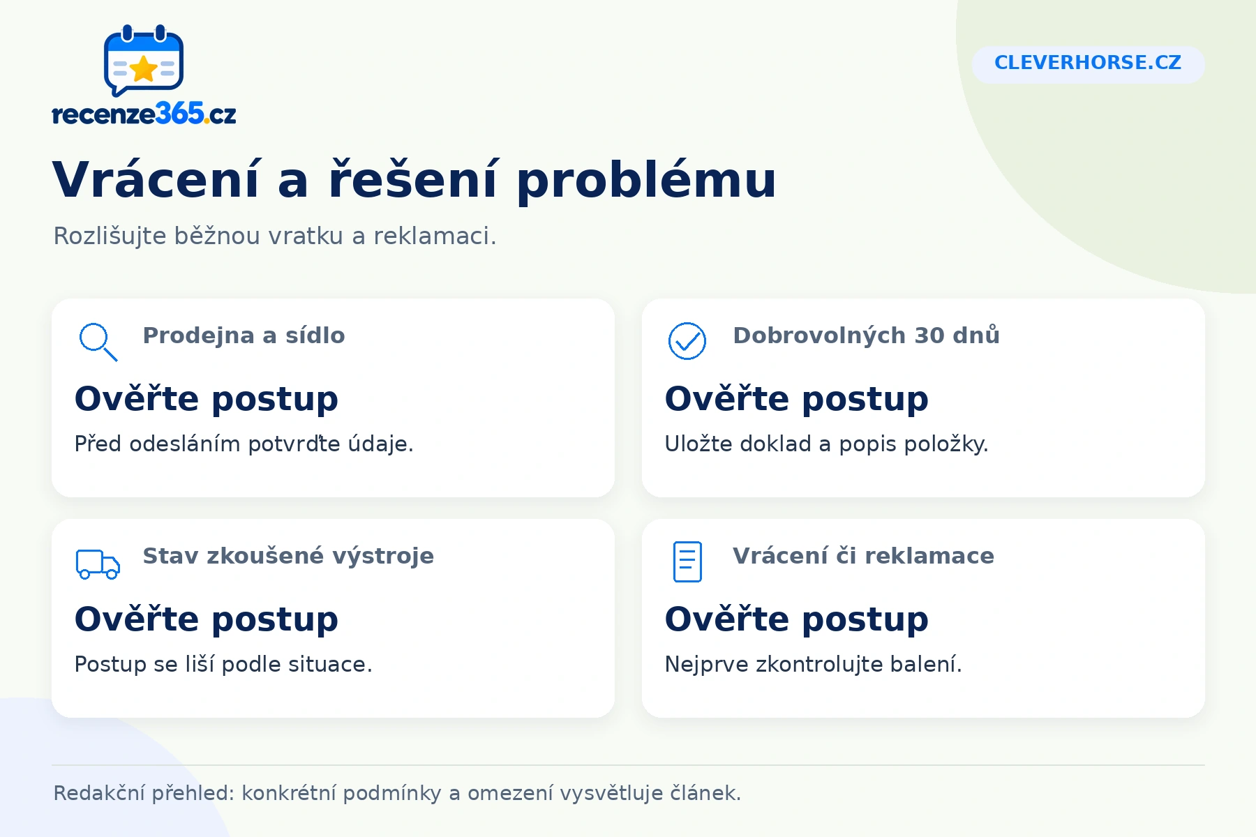 Cleverhorse.cz: vrácení a řešení problému v přehledu čtyř praktických bodů