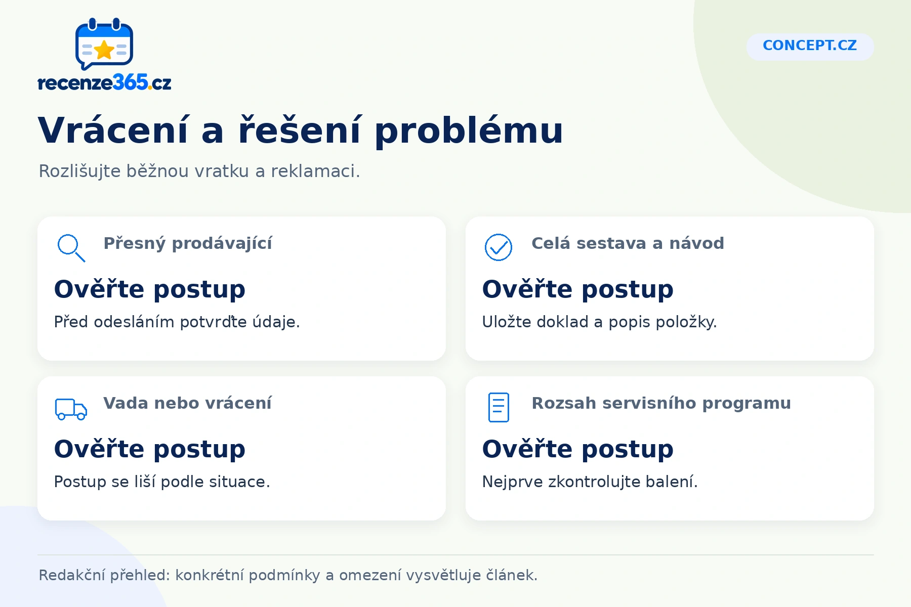 Concept.cz: vrácení a řešení problému v přehledu čtyř praktických bodů