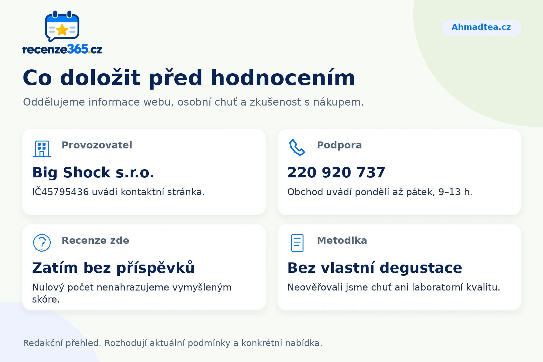 Co doložit před hodnocením – Ahmadtea.cz