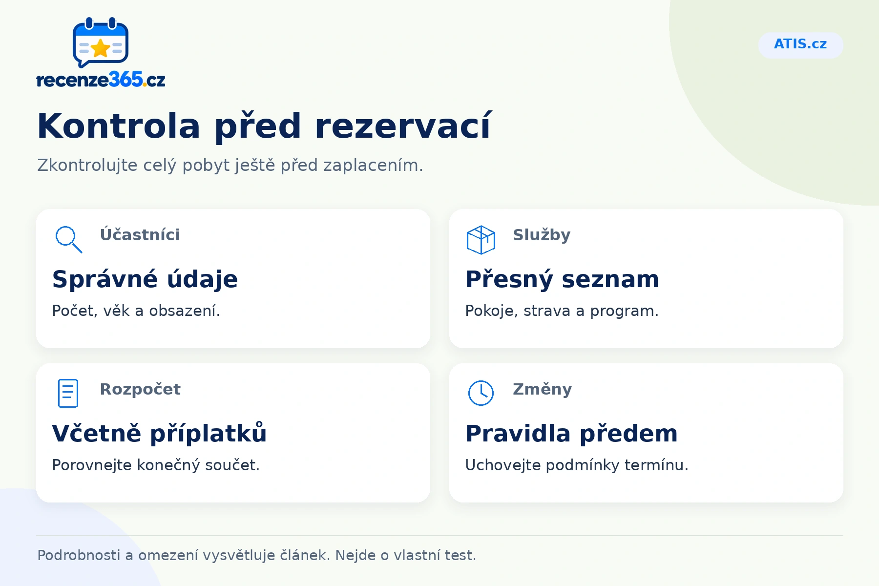 Kontrola před rezervací – přehled čtyř praktických bodů pro ATIS.cz