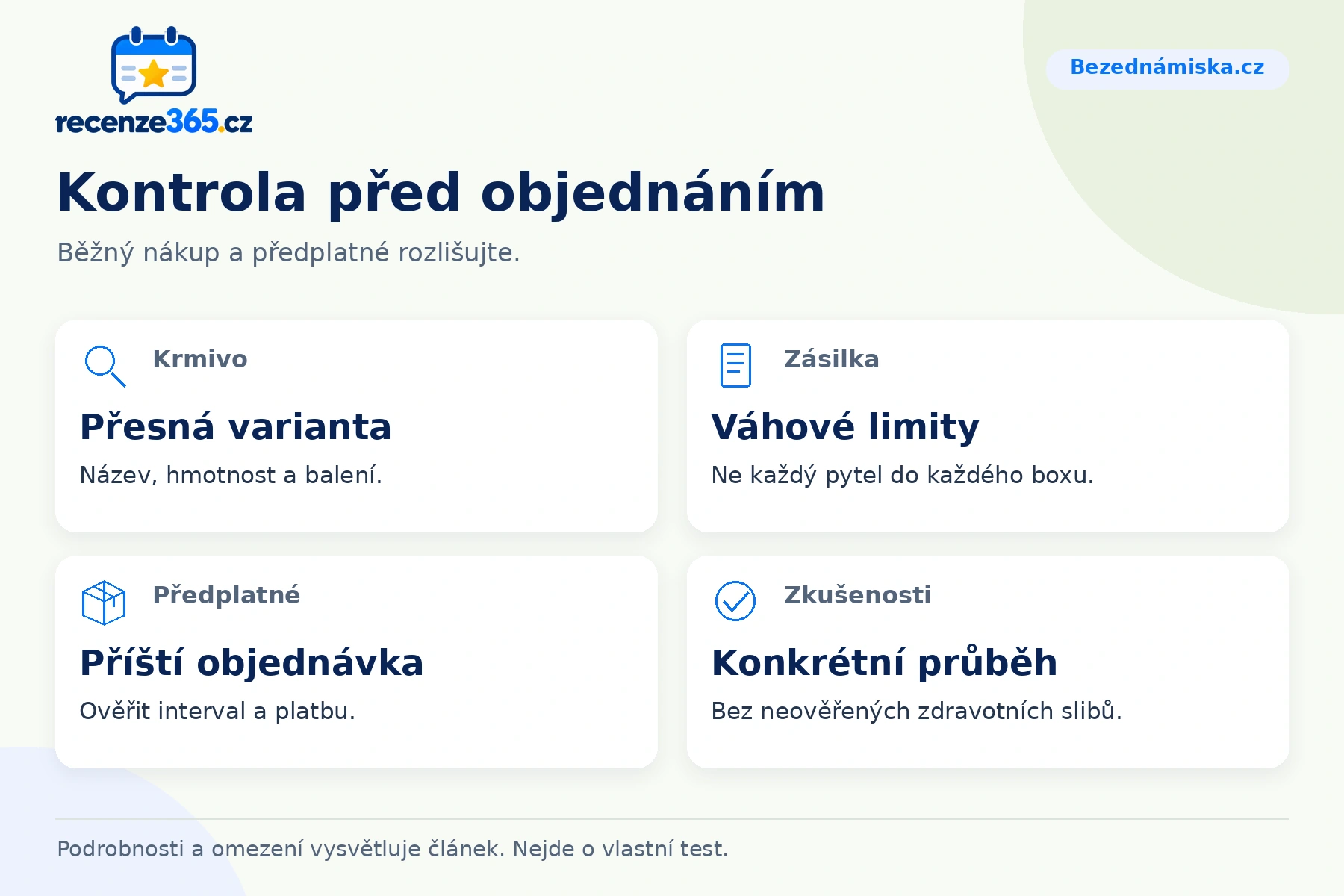Kontrola před objednáním – přehled čtyř praktických bodů pro Bezednámiska.cz