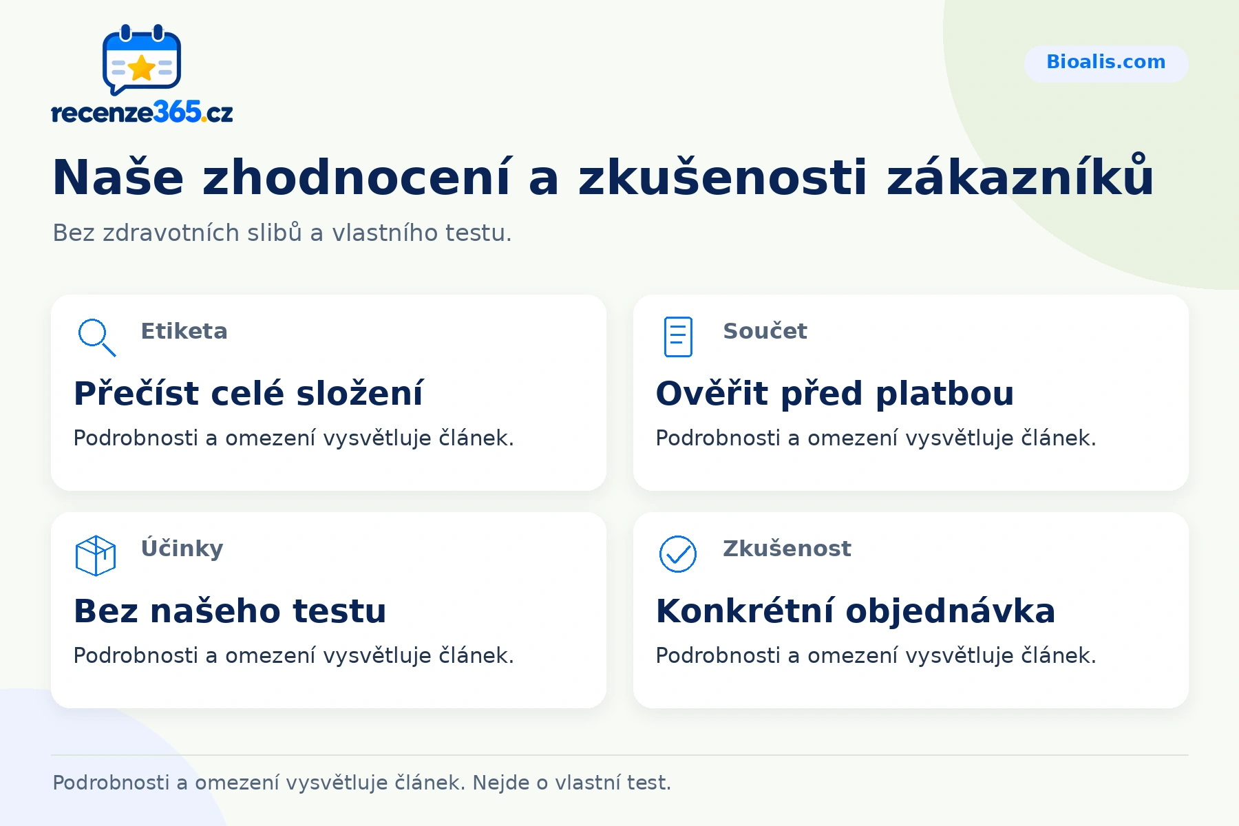 Naše zhodnocení a zkušenosti zákazníků – přehled čtyř praktických bodů pro Bioalis.com