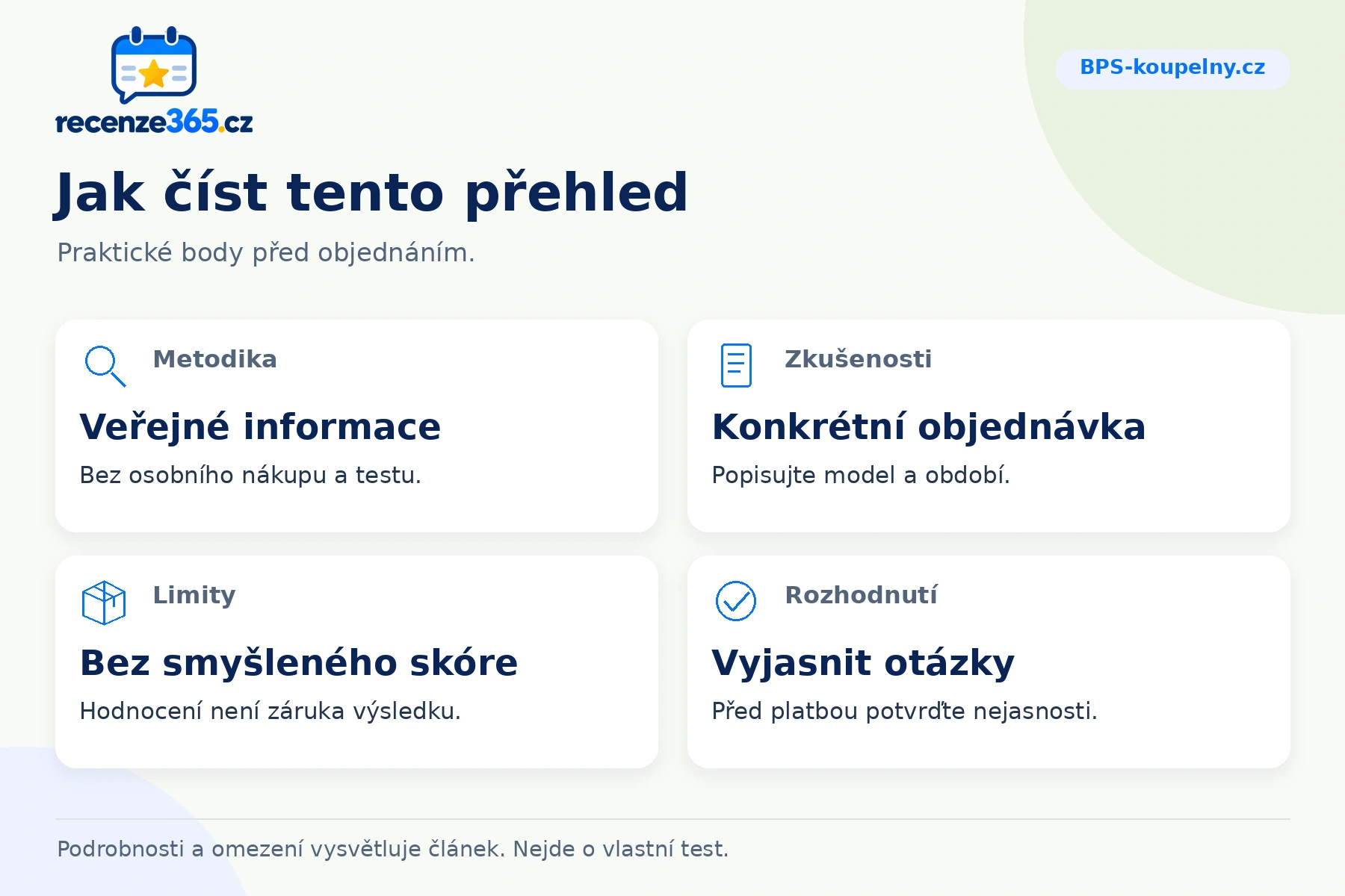 Jak číst tento přehled – přehled čtyř praktických bodů pro BPS-koupelny.cz