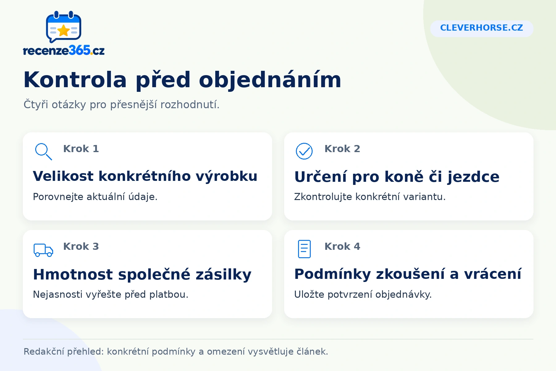 Cleverhorse.cz: kontrola před objednáním v přehledu čtyř praktických bodů