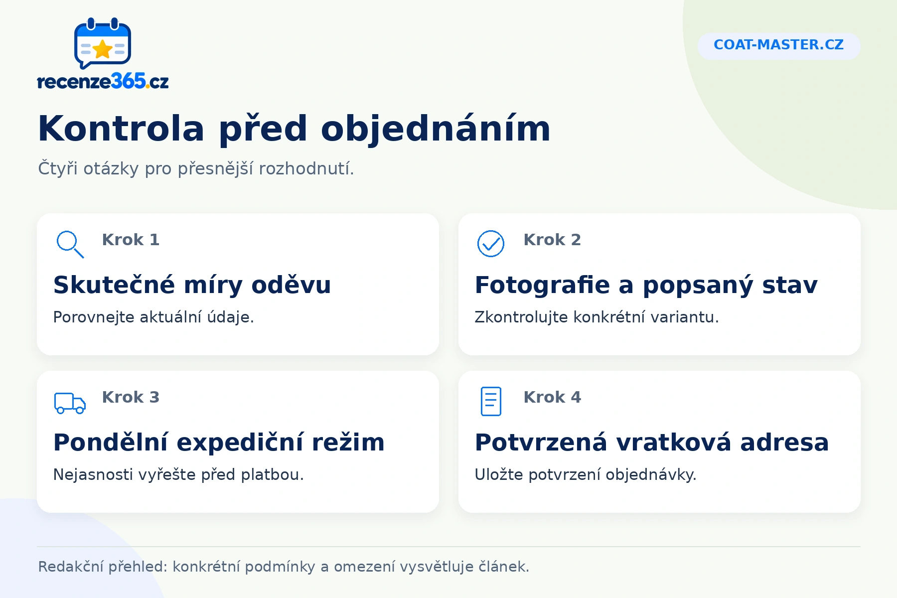 Coat-master.cz: kontrola před objednáním v přehledu čtyř praktických bodů