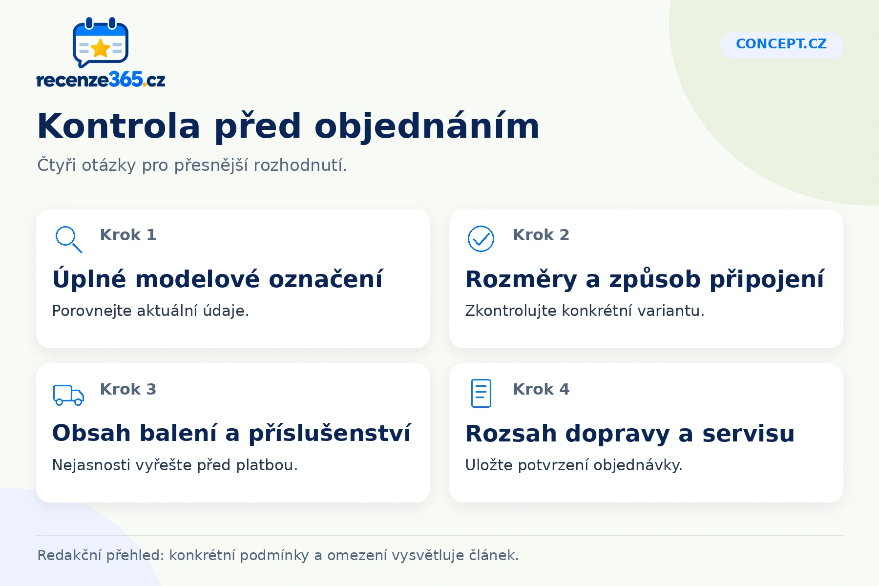 Concept.cz: kontrola před objednáním v přehledu čtyř praktických bodů
