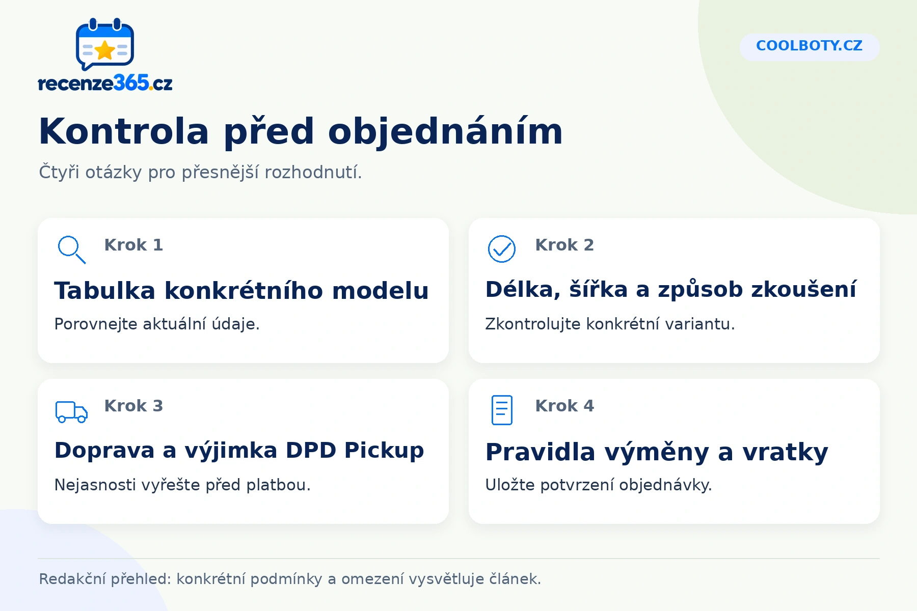 CoolBoty.cz: kontrola před objednáním v přehledu čtyř praktických bodů