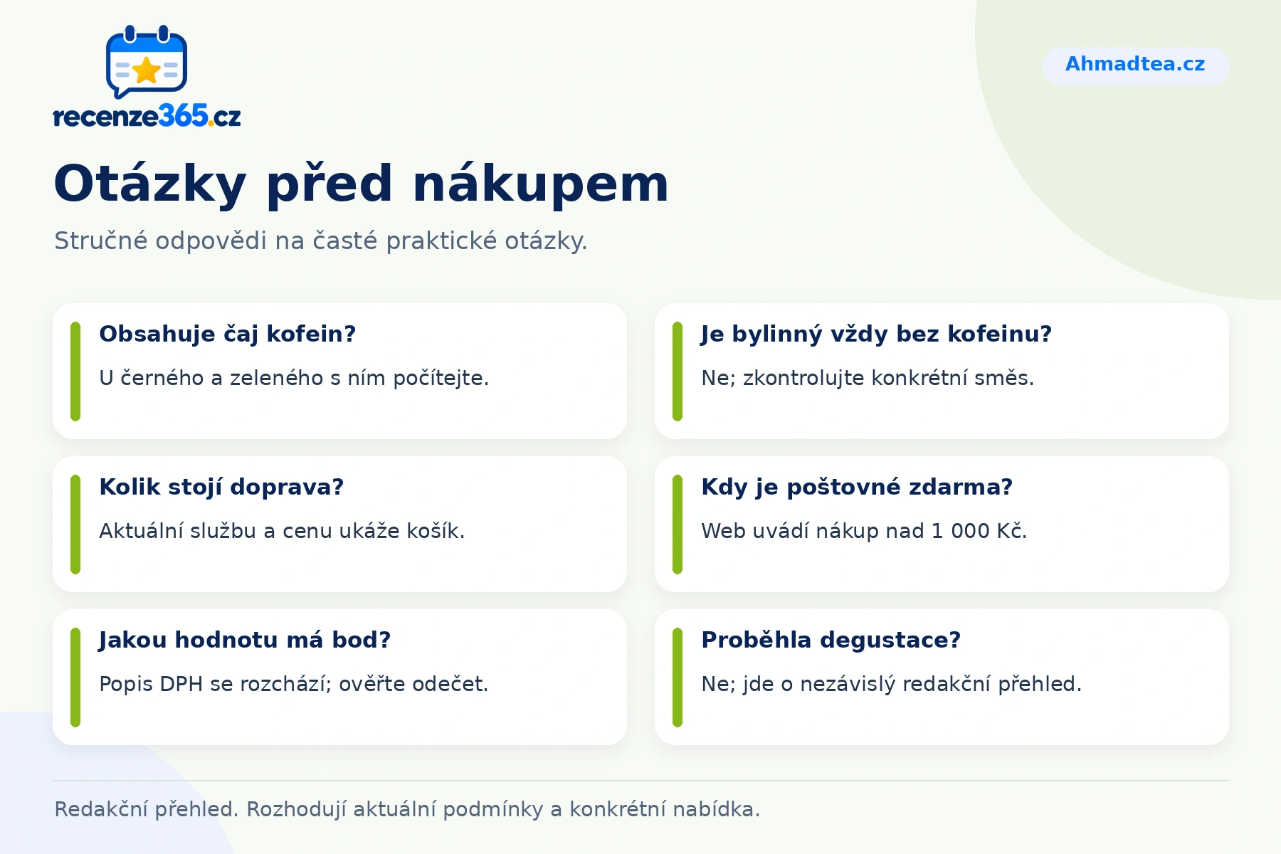 Šest otázek a odpovědí k nákupu na Ahmadtea.cz