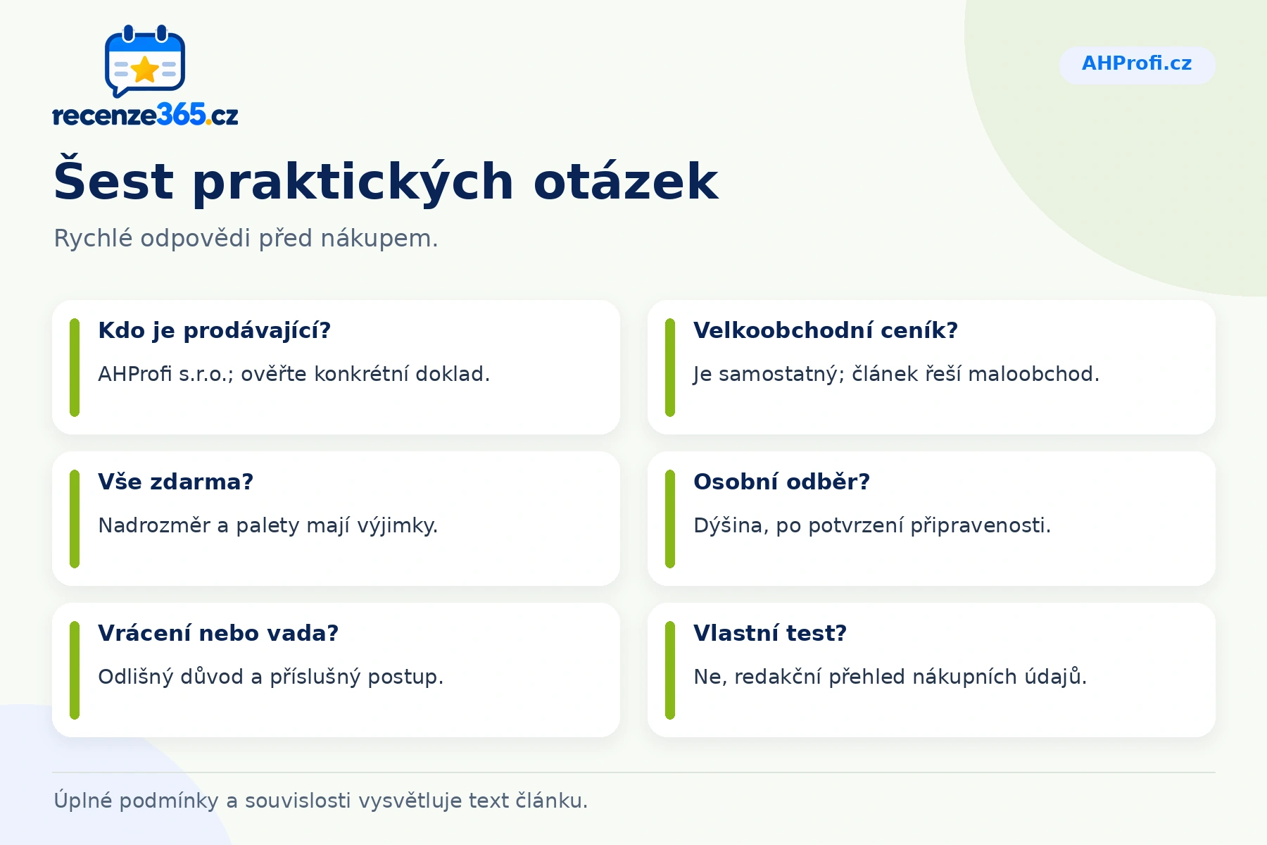Šest praktických otázek a stručných odpovědí k nákupu na AHProfi.cz