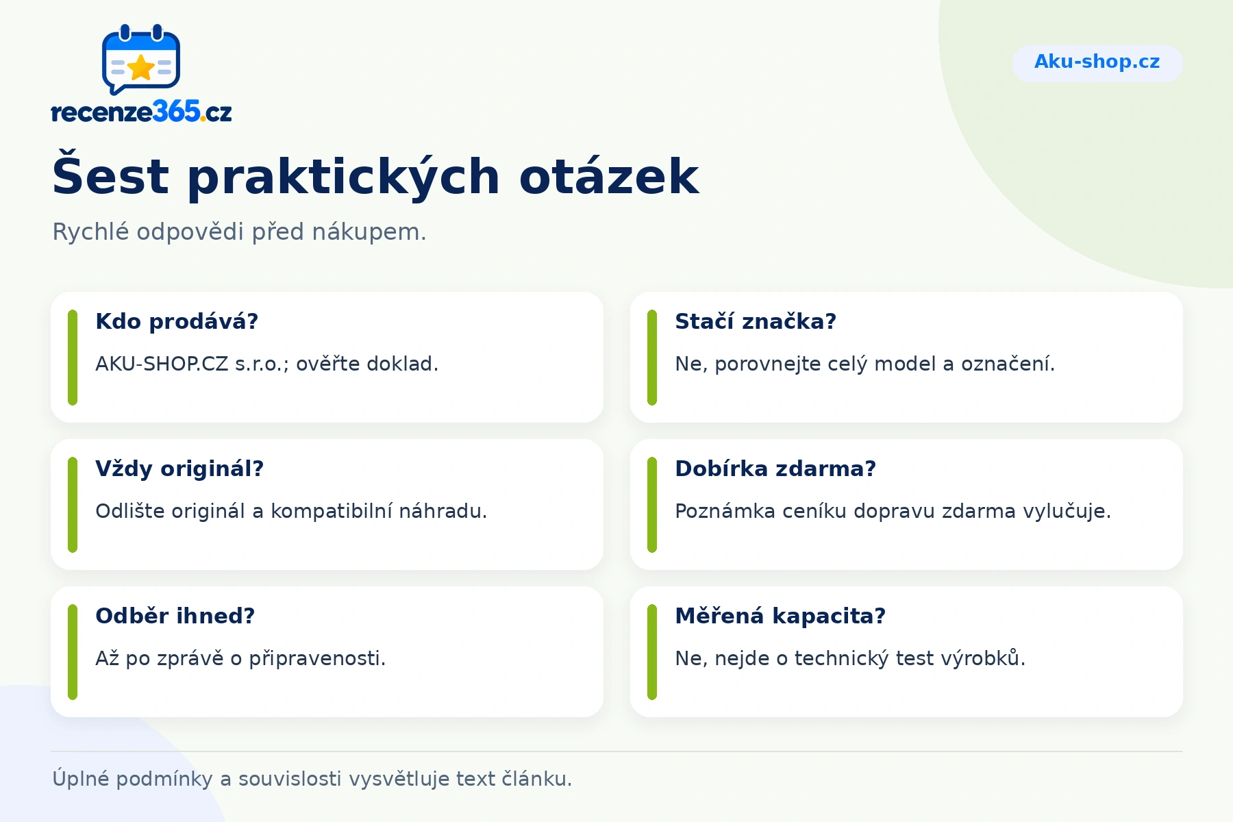 Šest praktických otázek a stručných odpovědí k nákupu na Aku-shop.cz