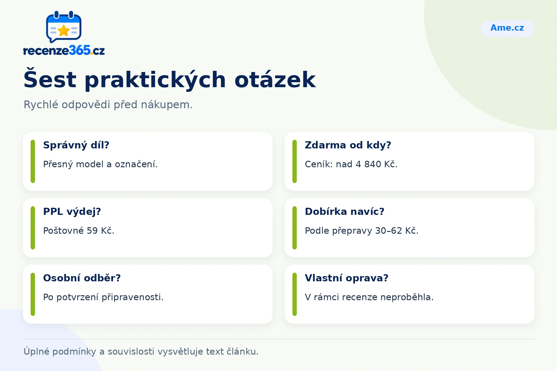 Šest praktických otázek a stručných odpovědí k nákupu na Ame.cz