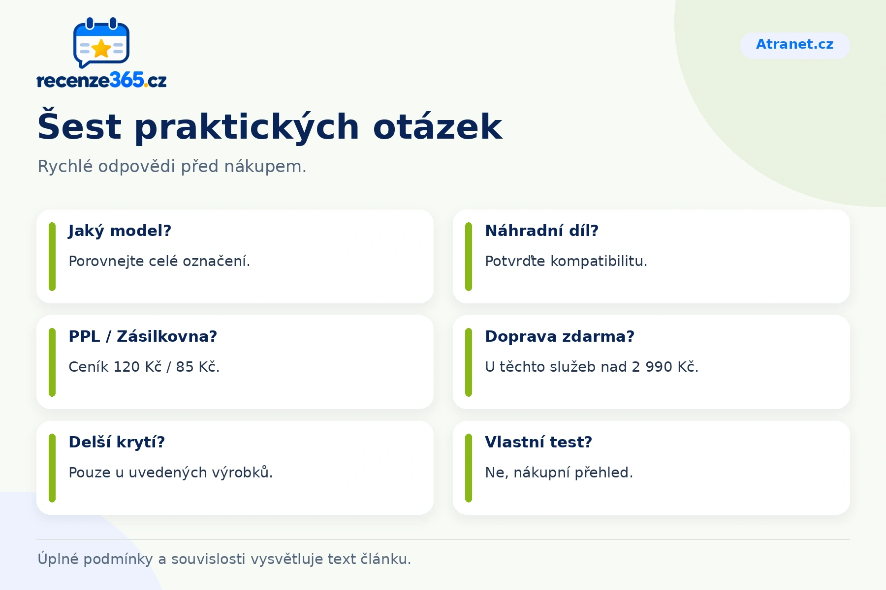 Šest praktických otázek a stručných odpovědí k nákupu na Atranet.cz