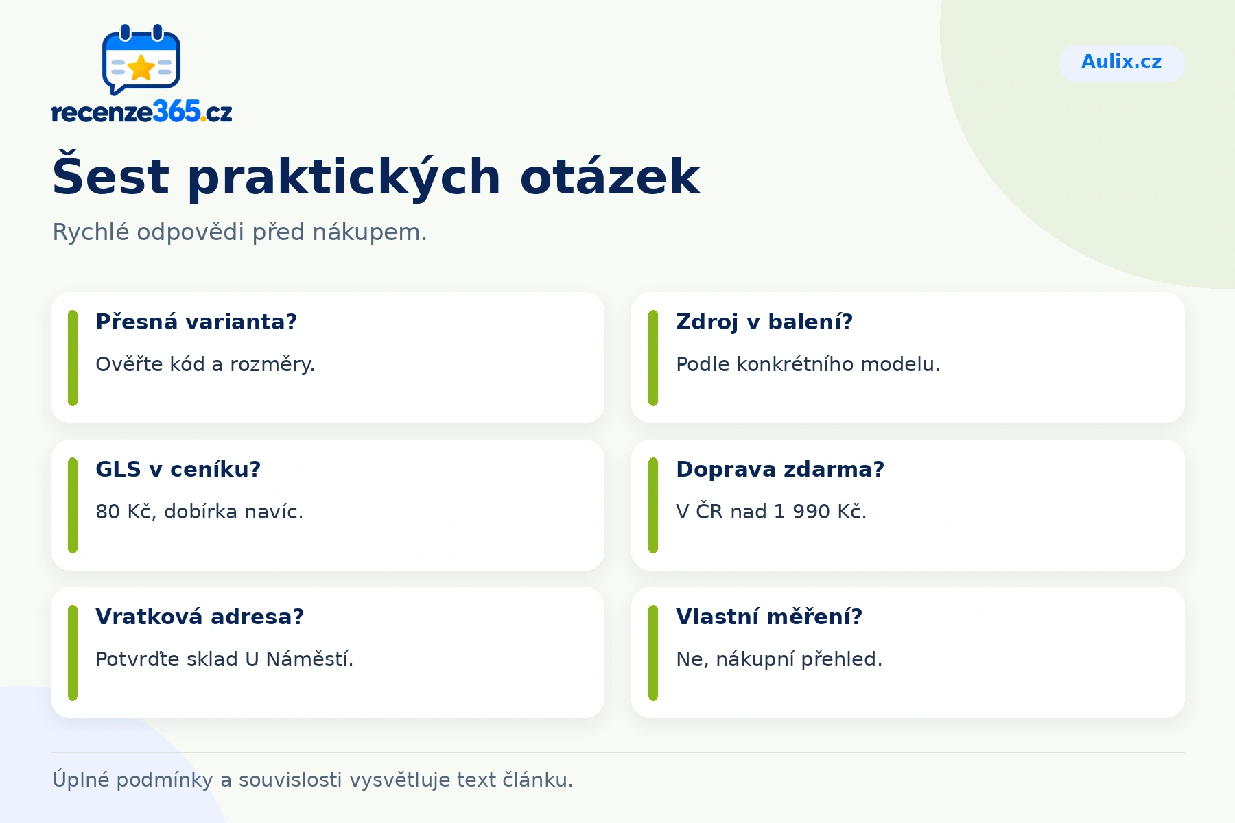 Šest praktických otázek a stručných odpovědí k nákupu na Aulix.cz