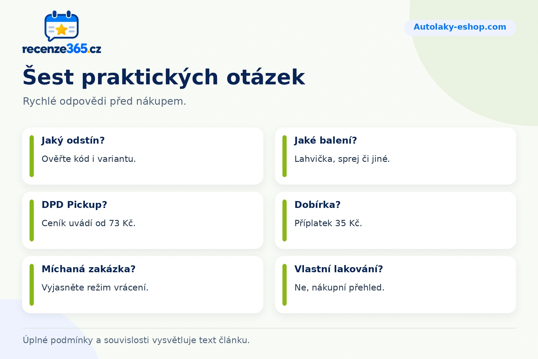 Šest praktických otázek a stručných odpovědí k nákupu na Autolaky-eshop.com