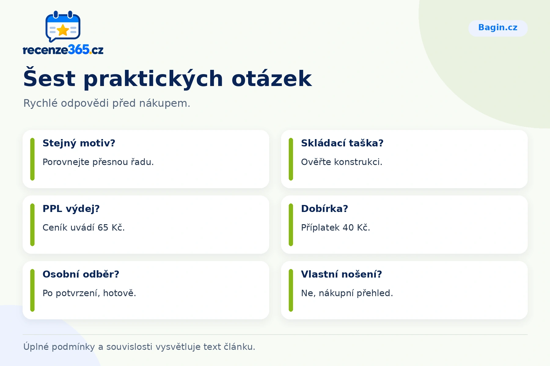Šest praktických otázek a stručných odpovědí k nákupu na Bagin.cz