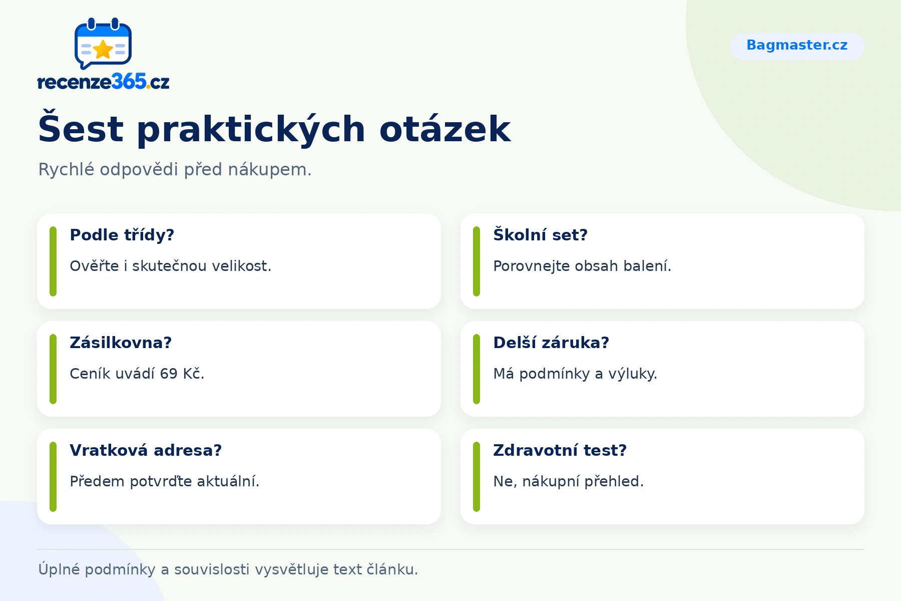 Šest praktických otázek a stručných odpovědí k nákupu na Bagmaster.cz