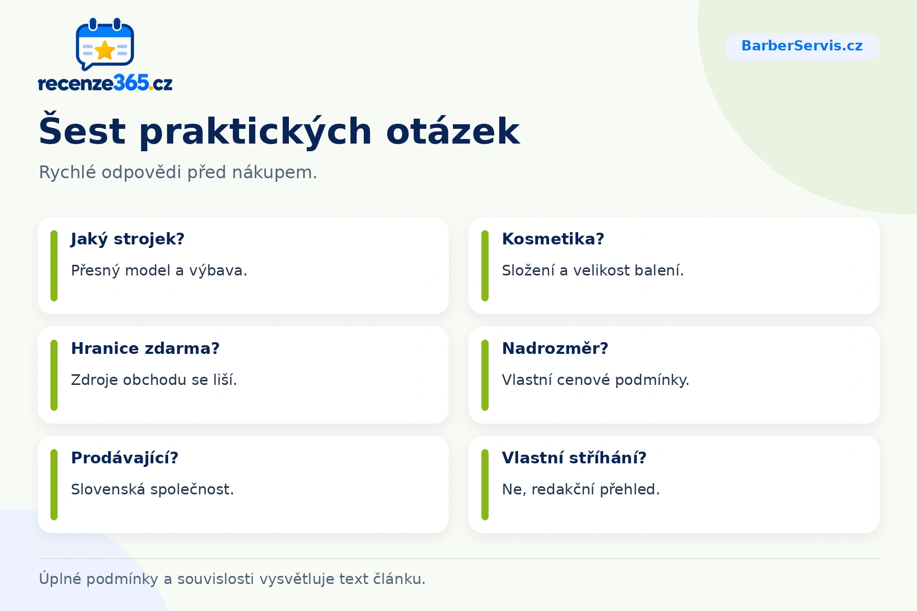 Šest praktických otázek a stručných odpovědí k nákupu na BarberServis.cz