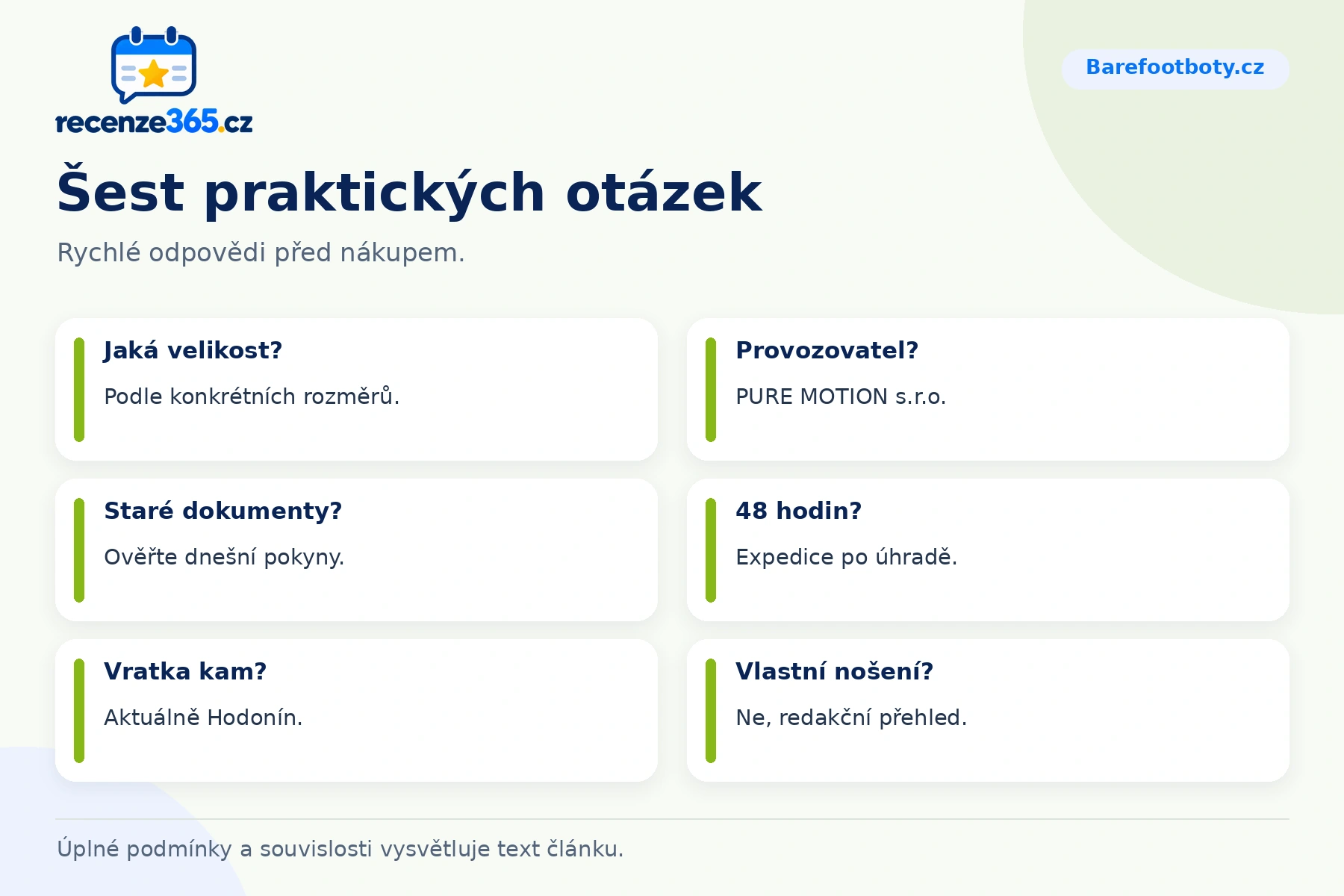 Šest praktických otázek a stručných odpovědí k nákupu na Barefootboty.cz