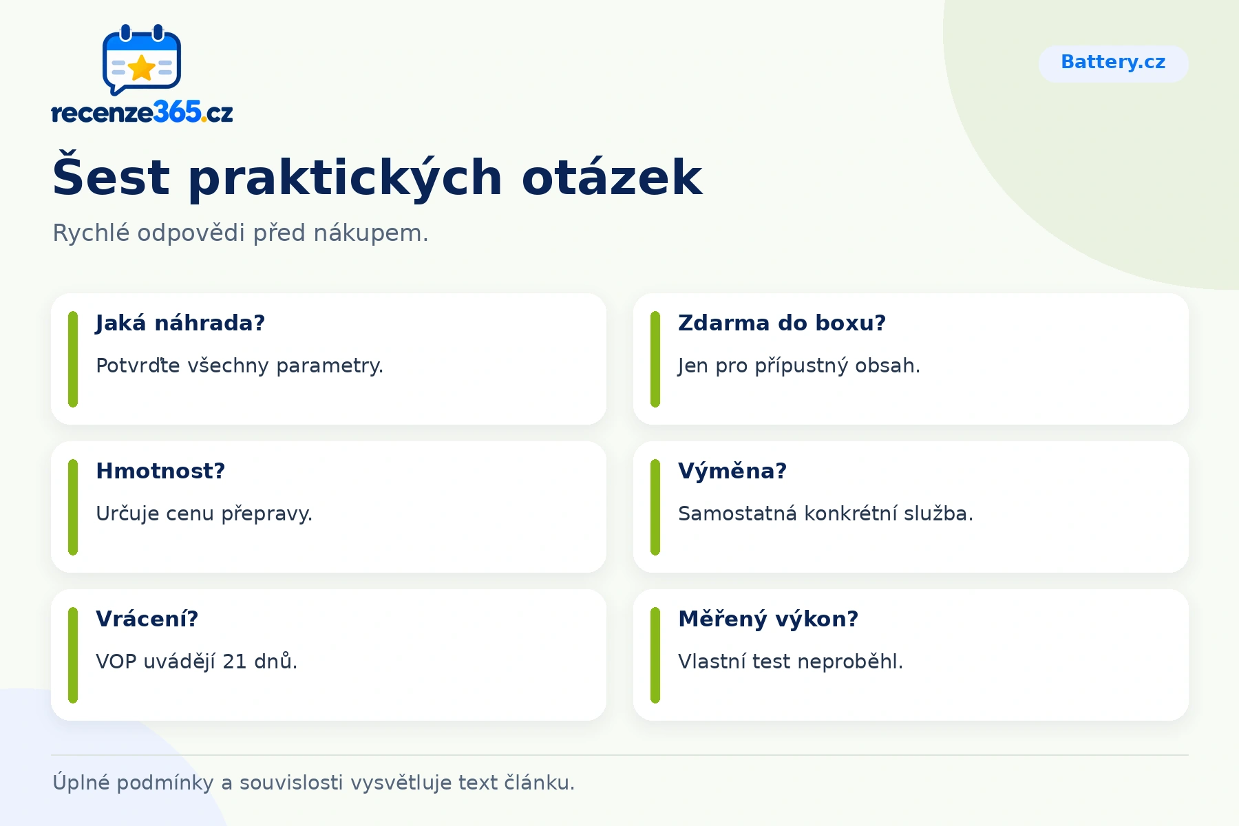 Šest praktických otázek a stručných odpovědí k nákupu na Battery.cz