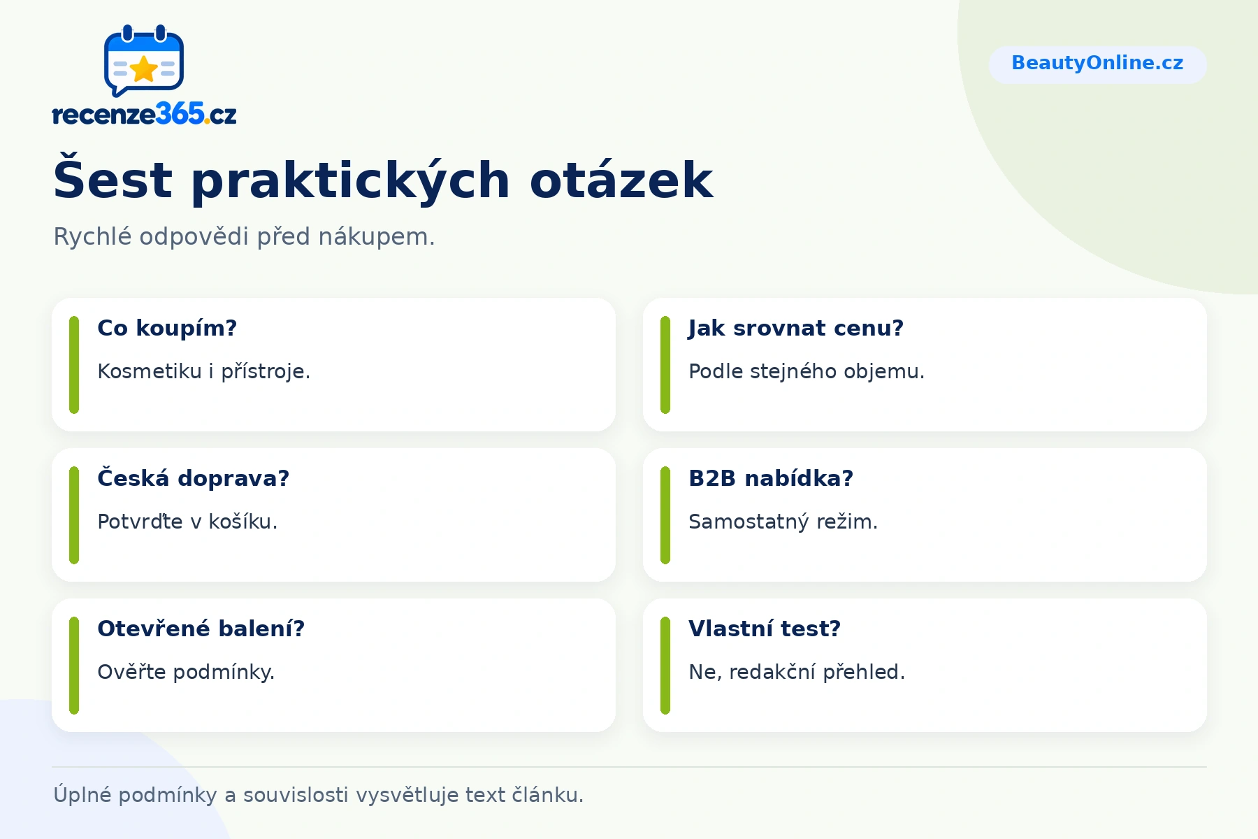 Šest praktických otázek a stručných odpovědí k nákupu na BeautyOnline.cz