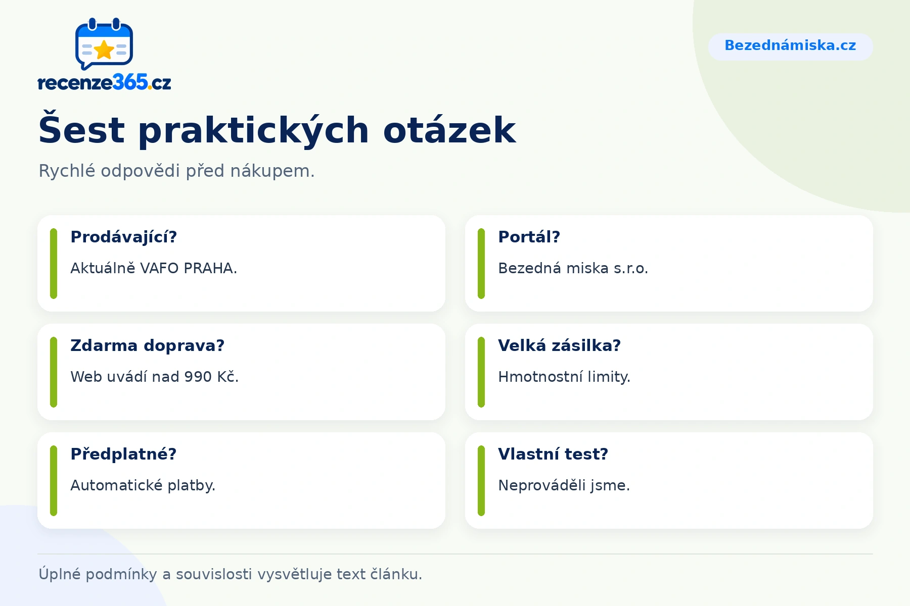Šest praktických otázek a stručných odpovědí k nákupu na Bezednámiska.cz