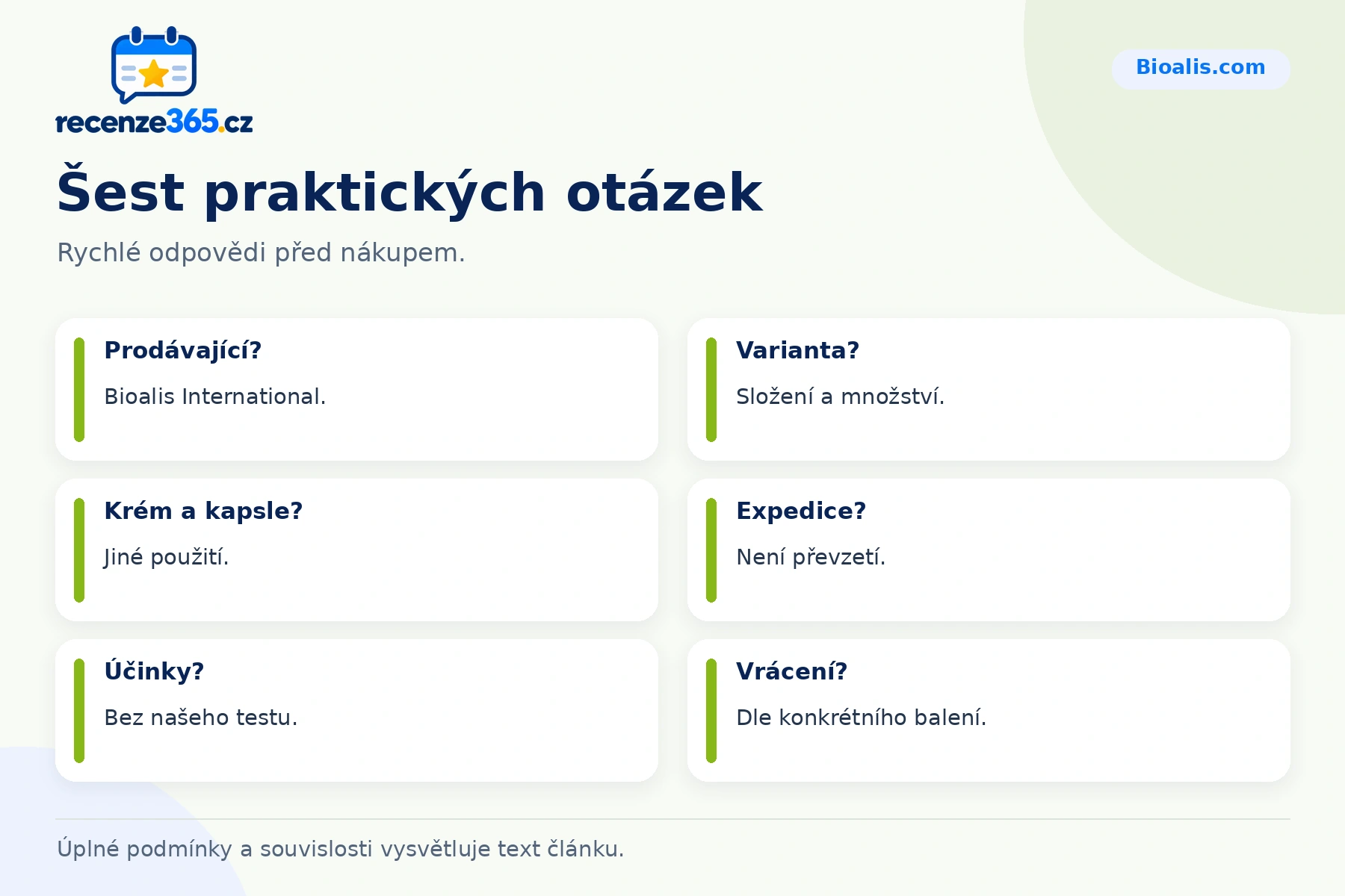 Šest praktických otázek a stručných odpovědí k nákupu na Bioalis.com
