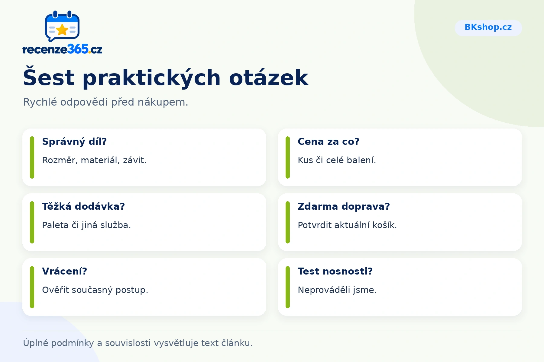 Šest praktických otázek a stručných odpovědí k nákupu na BKshop.cz