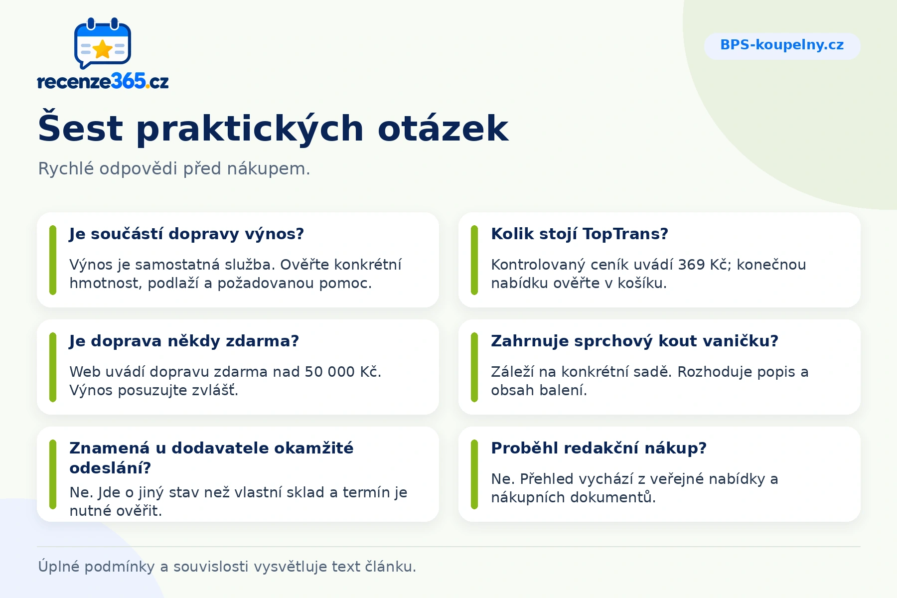 Šest praktických otázek a stručných odpovědí k nákupu na BPS-koupelny.cz