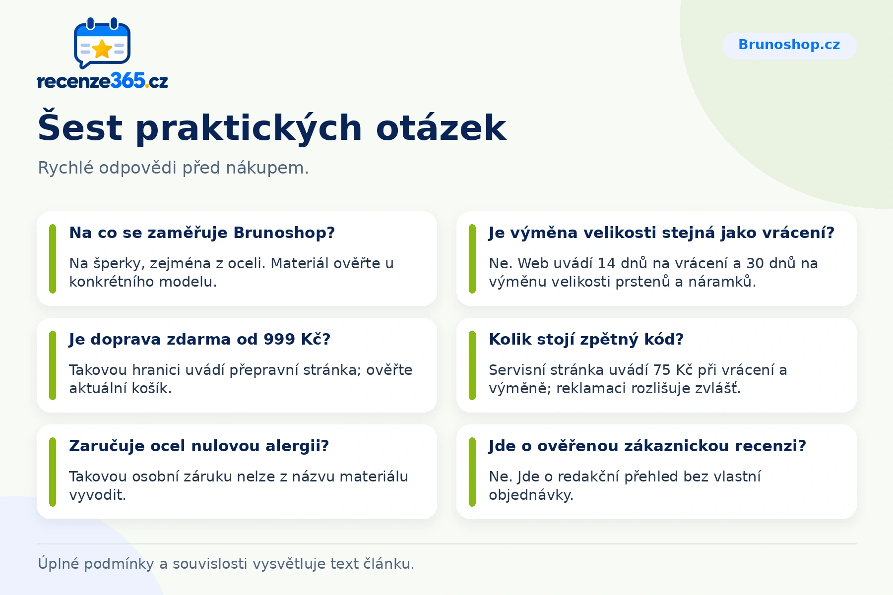 Šest praktických otázek a stručných odpovědí k nákupu na Brunoshop.cz