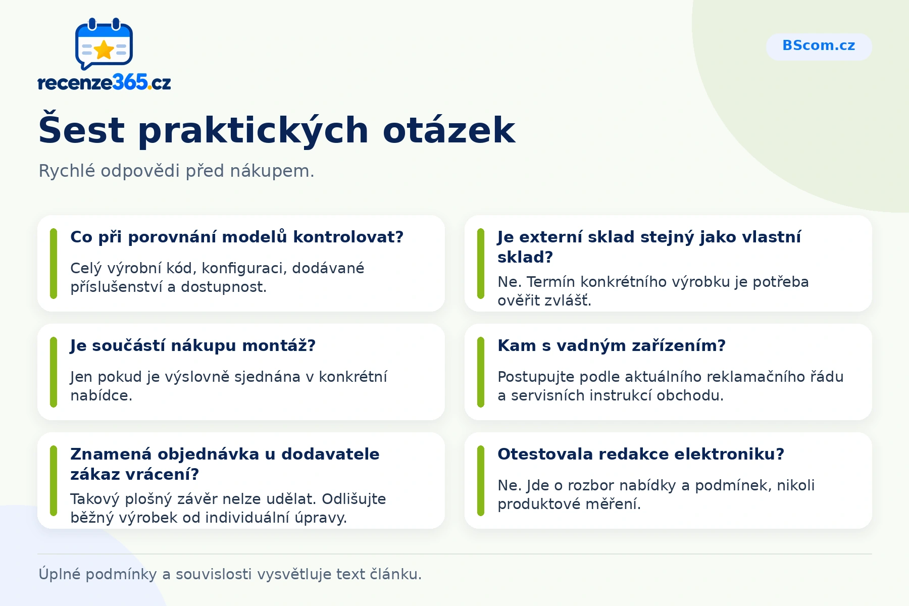 Šest praktických otázek a stručných odpovědí k nákupu na BScom.cz