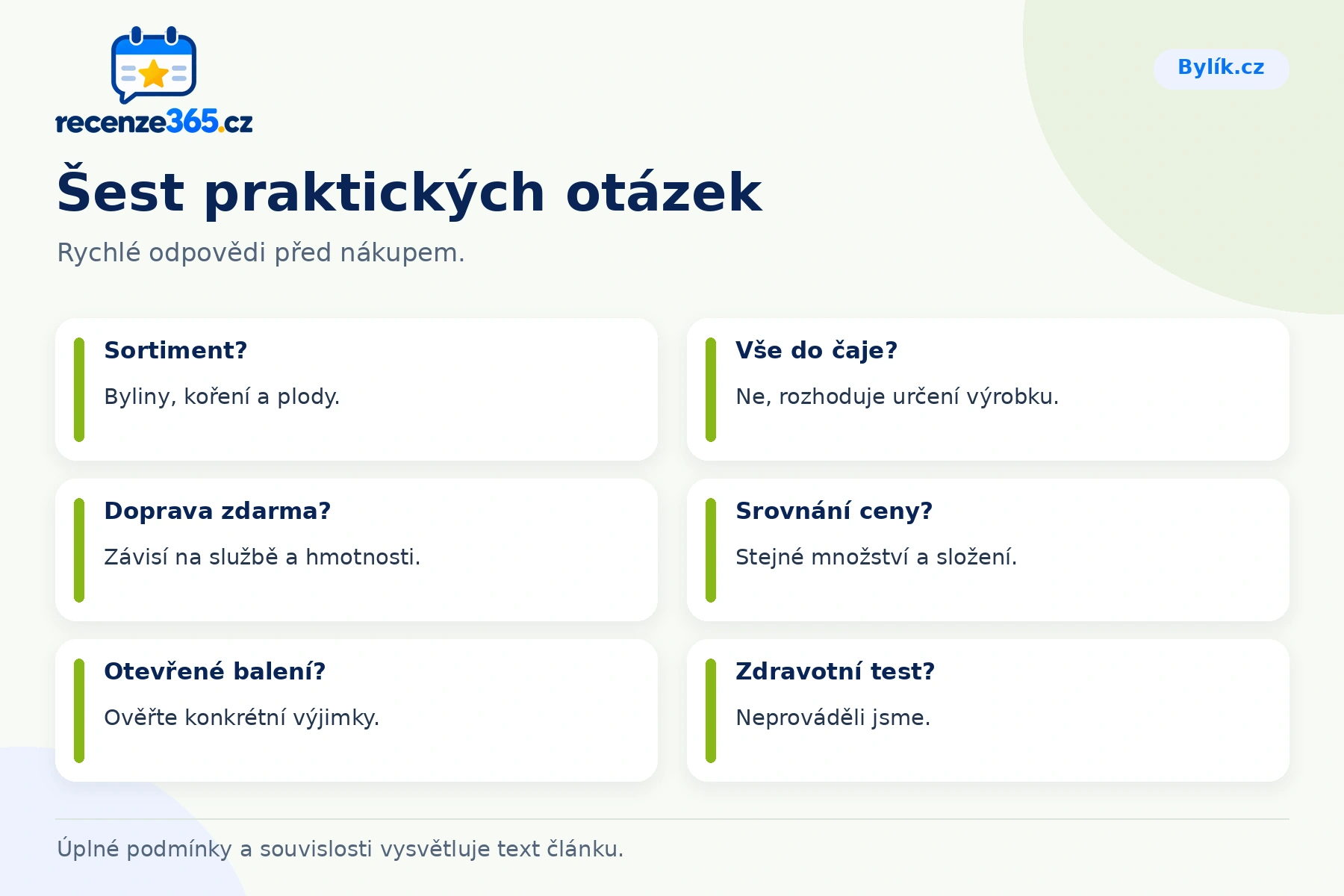 Šest praktických otázek a stručných odpovědí k nákupu na Bylík.cz