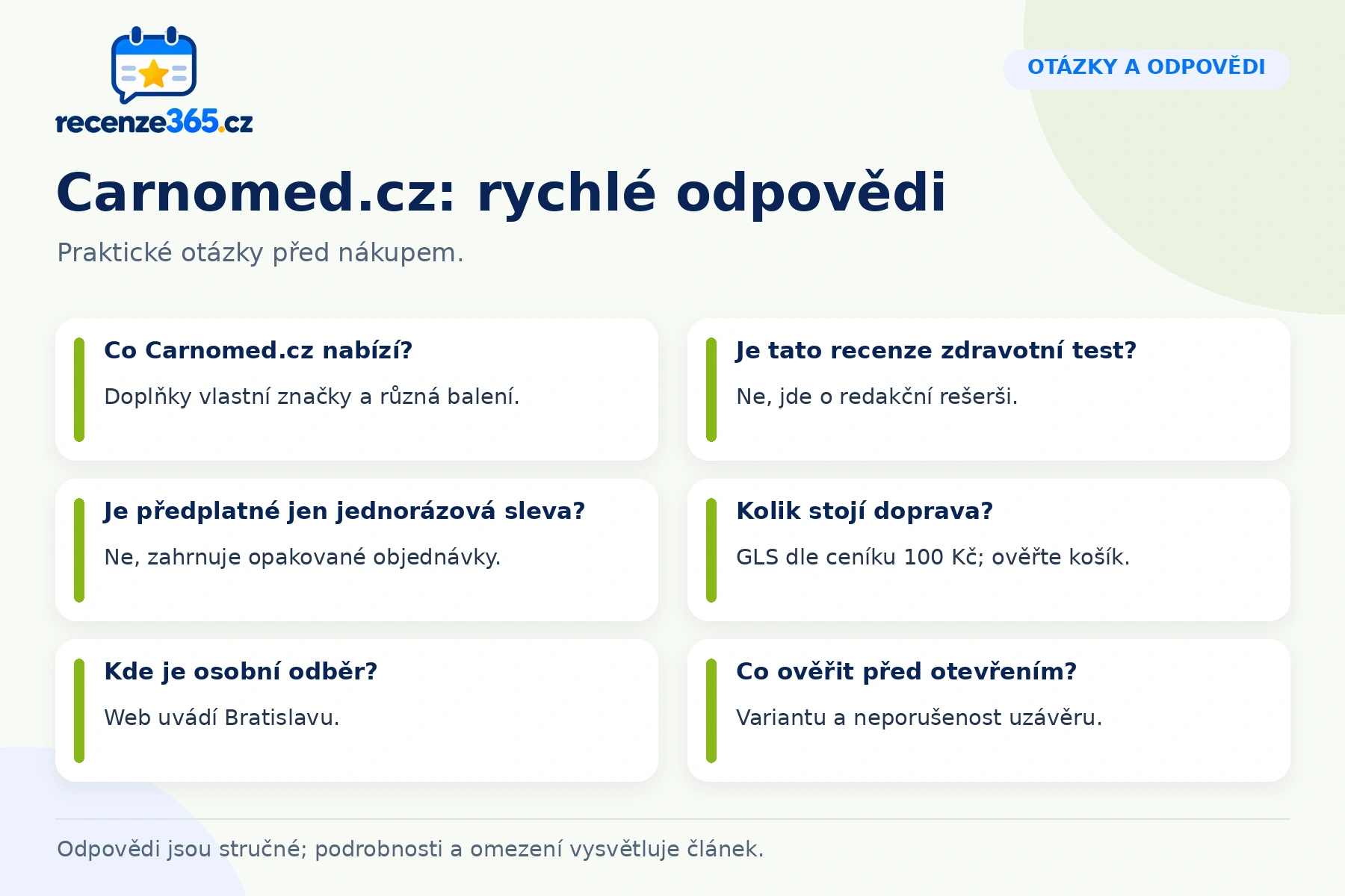 Šest praktických otázek a odpovědí k nákupu na Carnomed.cz