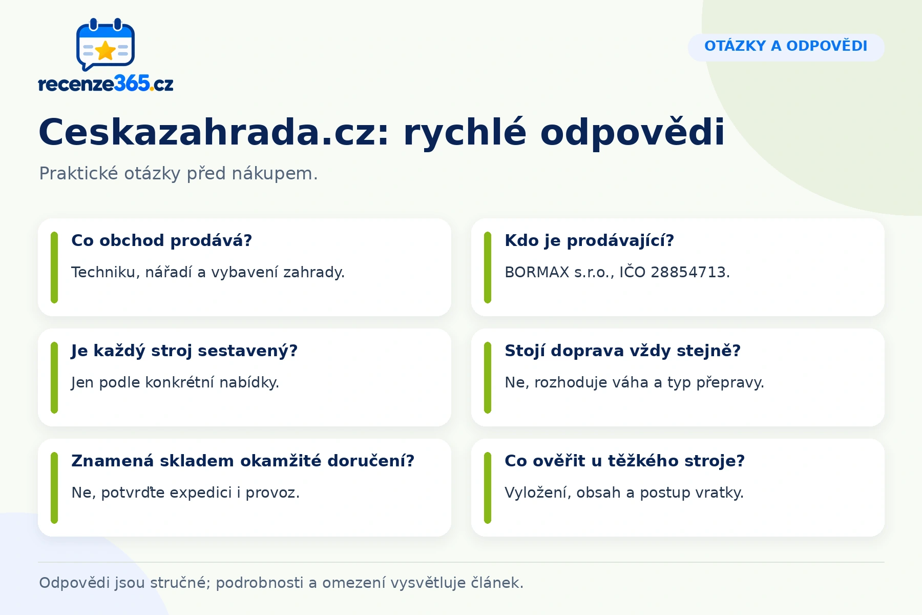 Šest praktických otázek a odpovědí k nákupu na Ceskazahrada.cz