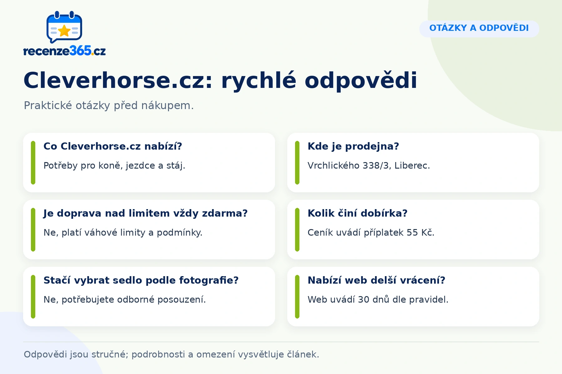 Šest praktických otázek a odpovědí k nákupu na Cleverhorse.cz