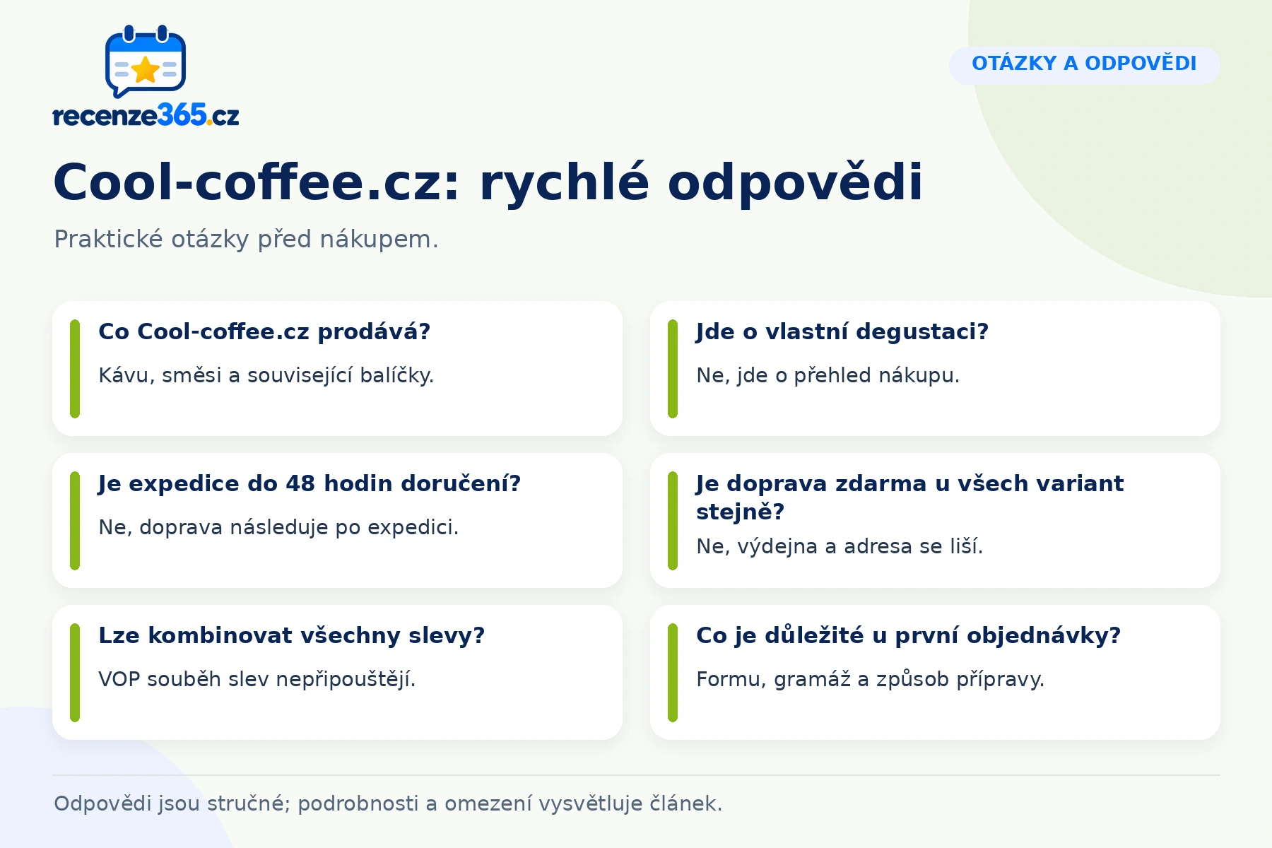 Šest praktických otázek a odpovědí k nákupu na Cool-coffee.cz
