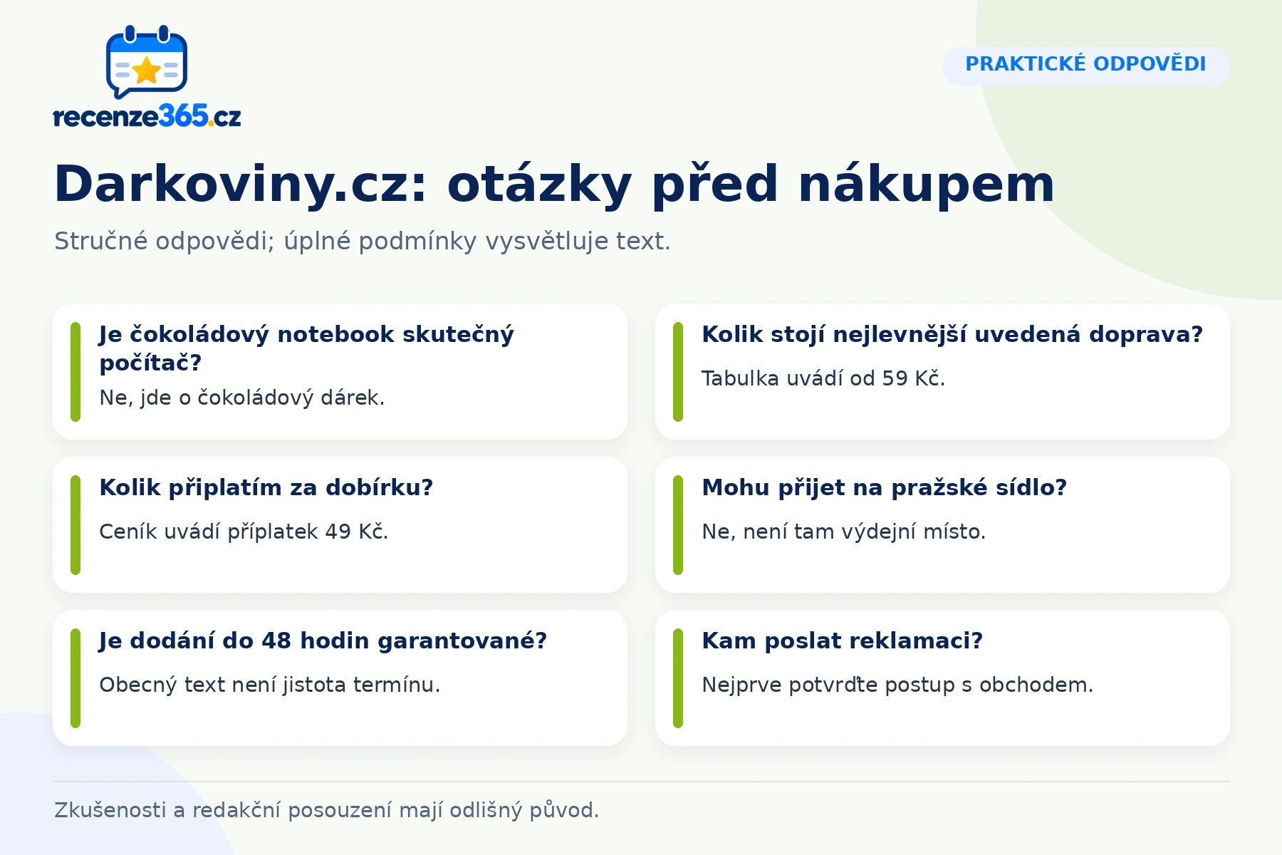Šest otázek a stručných odpovědí k nákupu na Darkoviny.cz