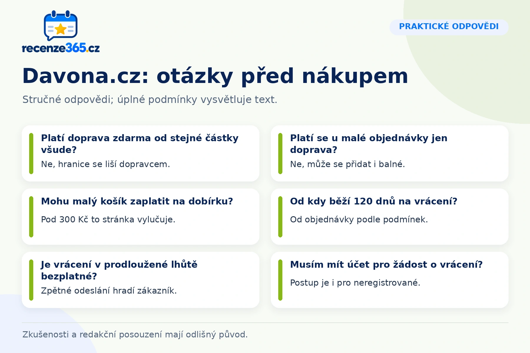 Šest otázek a stručných odpovědí k nákupu na Davona.cz