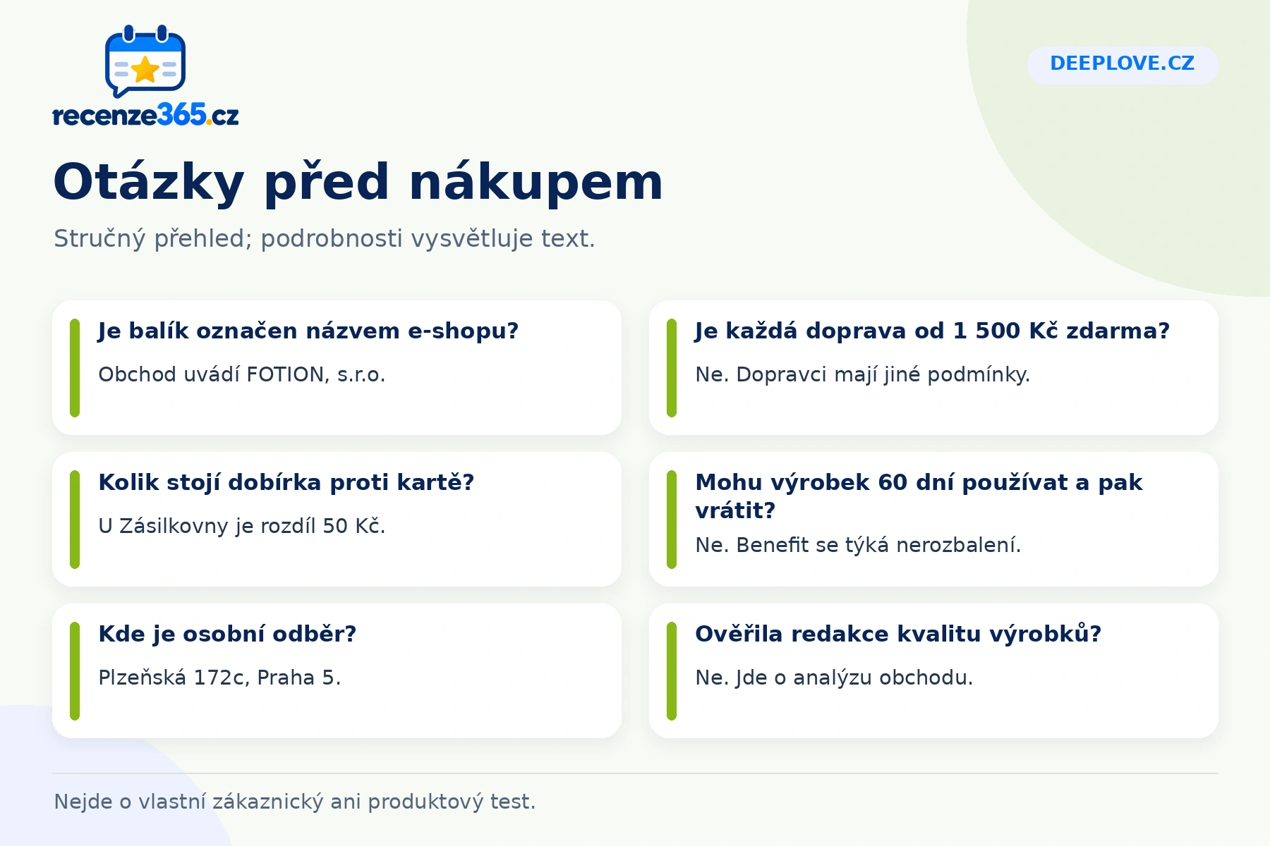 Šest praktických otázek a odpovědí k nákupu na DeepLove.cz