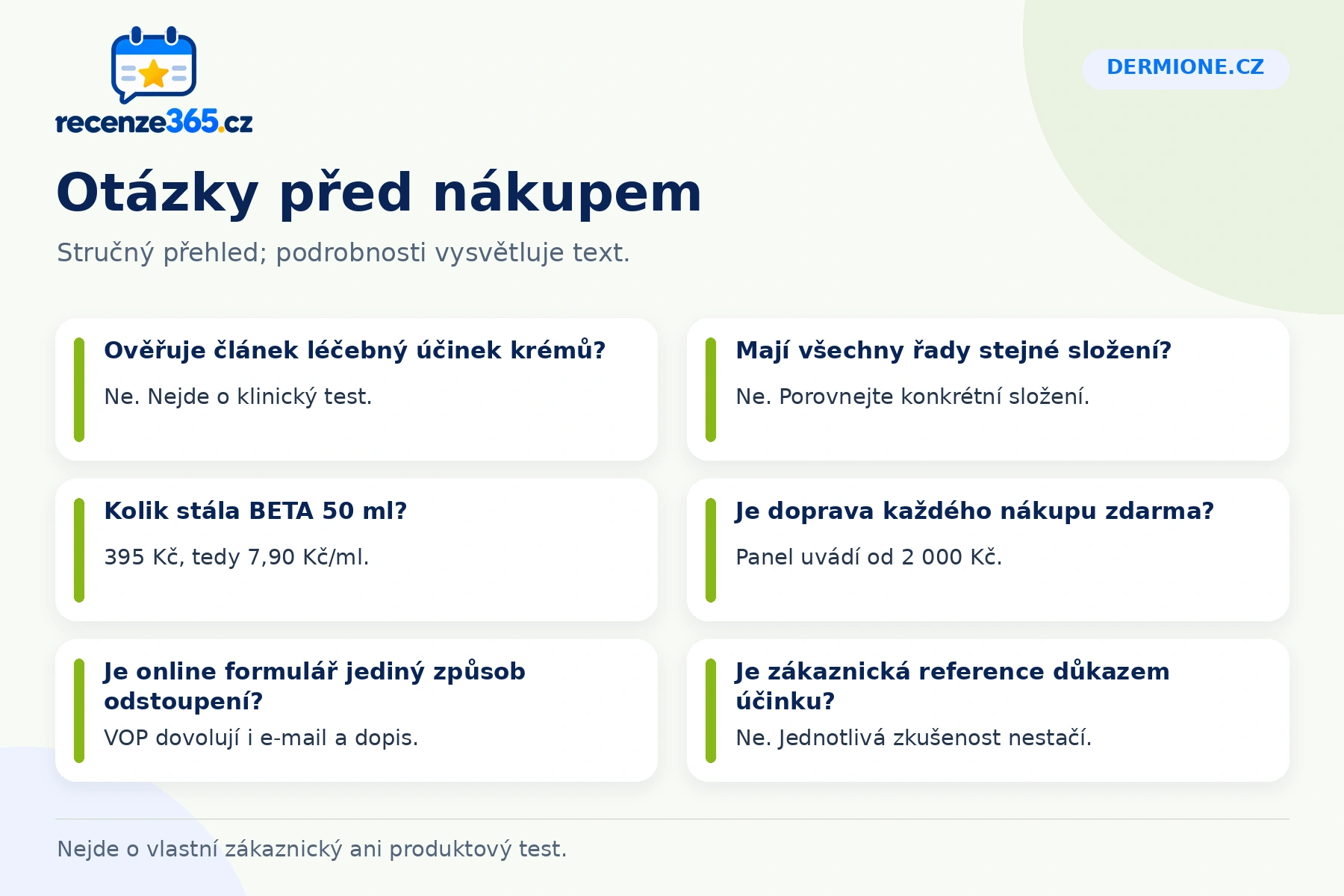 Šest praktických otázek a odpovědí k nákupu na Dermione.cz