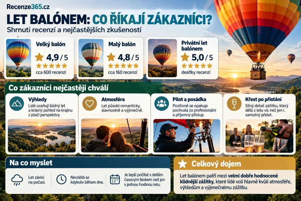 Let balónem recenze a zkušenosti, recenze letu balónem Adrop, hodnocení letu balónem 4,9 z 5, zkušenosti zákazníků, romantický let balónem recenze, vyhlídkový let balónem zkušenosti, co lidé chválí na letu balónem, personál, pilot, výhledy, křest vzduchoplavce, let balónem jako dárek.